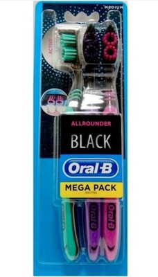 ORAL B SZCZOTECZKI DO ZĘBÓW czarne 3 szt MEDIUM Allrounder Black