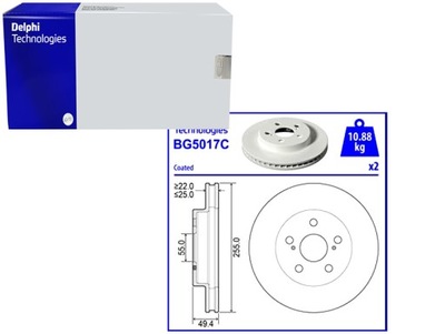 DISCOS DE FRENADO 2SZT. TOYOTA PRIUS DELPHI  