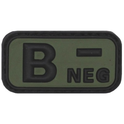 Plakietka Rzep Grupa Krwi Gumowa 3D B NEG 50x27mm Olive na mundur plecak