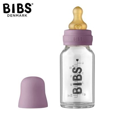 BIBS BABY GLASS BOTTLE MAUVE Antykolkowa Butelka Szklana dla Noworodków 110