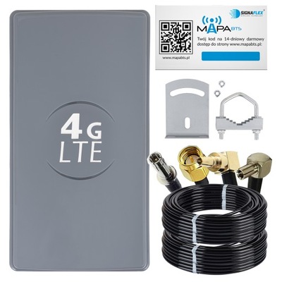 MOCNA ANTENA ZEWNĘTRZNA DUAL INTERNET ROUTERA 3G 4G LTE 50dBi PRZEWÓD 2x15m
