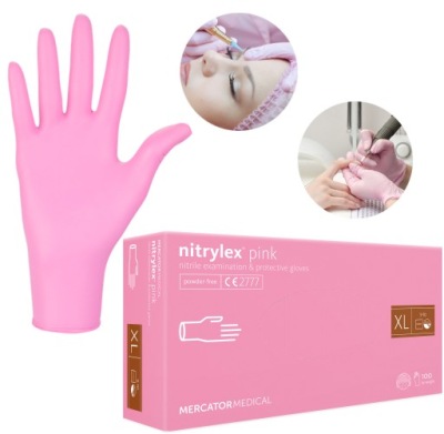 Rękawiczki Nitrylowe Bezpudrowe Różowe 100 szt. XL