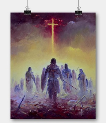 Plakat surrealistyczny Krzyżowcy po bitwie - obraz Mariusz Lewandowski