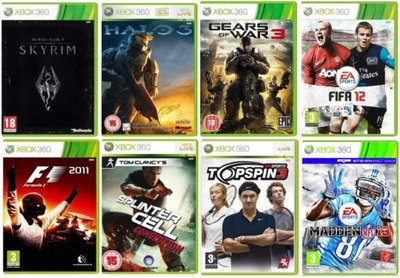 Zestaw Skyrim / Halo / Gears of War / FIFA XBOX 360 8-GIER