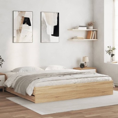 VidaXL Rama łóżka z szufladami, dąb sonoma, 180x200 cm