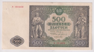 500 Złotych Polska 1946 Seria A