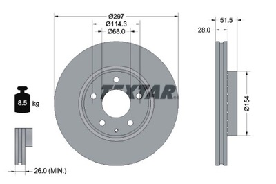 TEXTAR DISCOS DE FRENADO 2 PIEZAS PARTE DELANTERA MAZDA 6 CX-5 2.0 2.2D 2.5 11.11-  