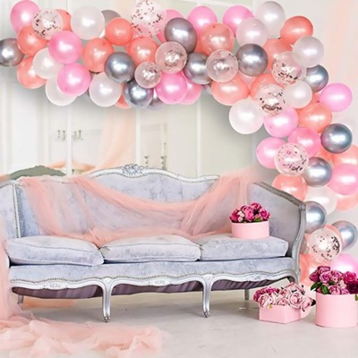 Girlanda balonowa 120 balonów Premium - biało różowa