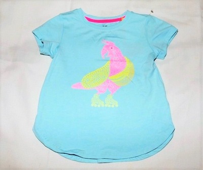 H&M bluzka niebieska kr papuga 110/116 WADA