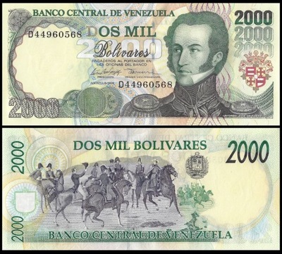 Wenezuela 2000 Bolivares 1998 P-77c UNC