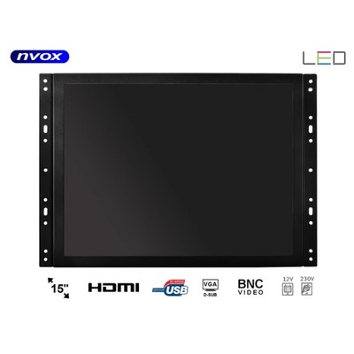 MONITOR OPEN FRAME LCD 15INTEGROS INTEGROS DIODO LUMINOSO LED VGA HDMI DVI 12V 230V... (NVOX  