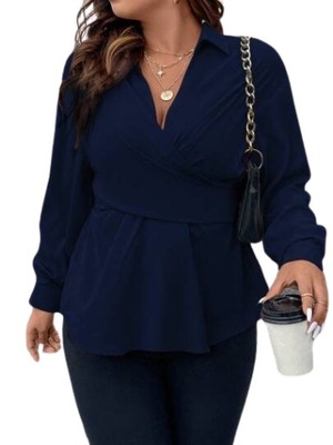 SHEIN BLUZKA PLUS SIZE SATYNOWA GRANATOWA 50 ŁJE