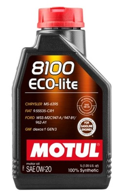 MOTUL ACEITE MOTUL 0W20 1L 8100 ECO-LITE / SP-RC / GF-6A / GM DEXOS1 GEN3 / M  