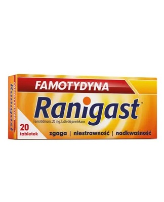 Famotydyna Ranigast 20 mg, 20 tabletek powlekanych
