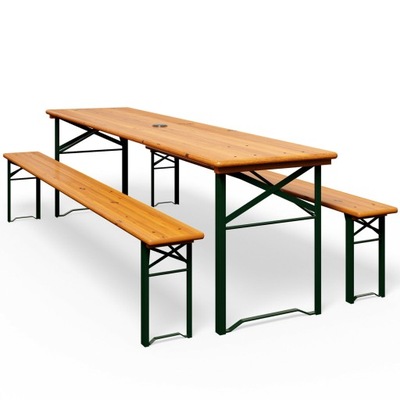 Zestaw ogrodowy składany stolik + ławki 170 cm