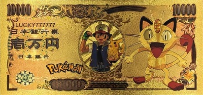 Pokemon Go Meowth Kolekcjonerski Banknot Pozłacany