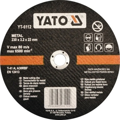 ДИСК DO ОБРІЗАННЯ METALU 230X3.2X22 MM YT-6112 YATO