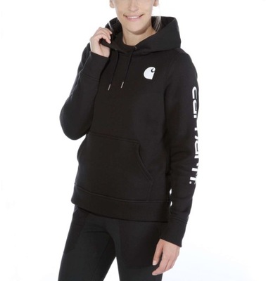 BLUZA CARHARTT CLARKSBURG SLEEVE ЛОГОТИП HOODED BLACK