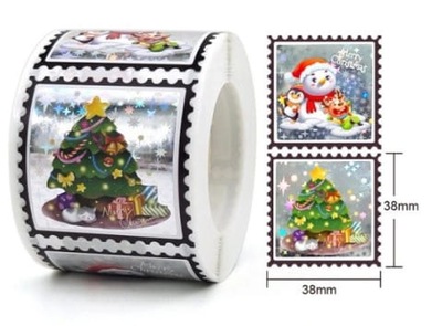 Naklejki świąteczne znaczek świąteczny na święta 300 sztuk na prezent