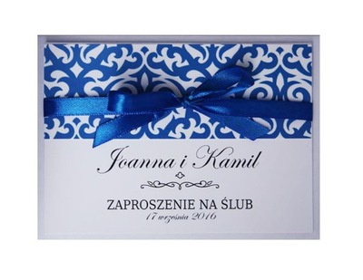 Zaproszenia ślubne ornament granatowy 10 szt ŚLUB