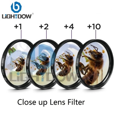 Lightdow Macro Close Up filtr obiektywu 1 2 4 10 zestaw filtrów 49mm 52mm