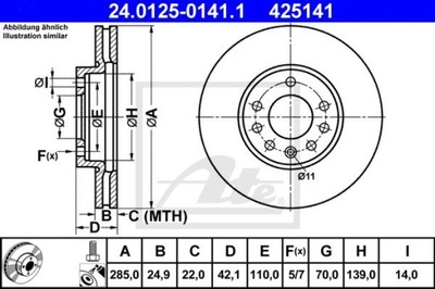 Диск гальмівна ate 24.0125-0141 569003 фото №1