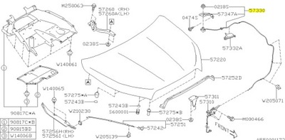 Трос тягa відкривання капот subaru ascent 2018- фото №1