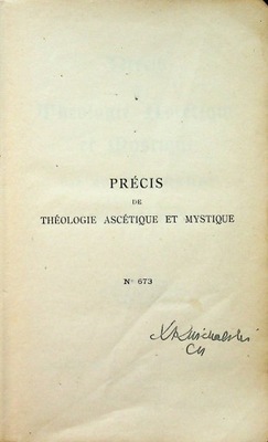 Precis de theologie ascetique et mystique 1924
