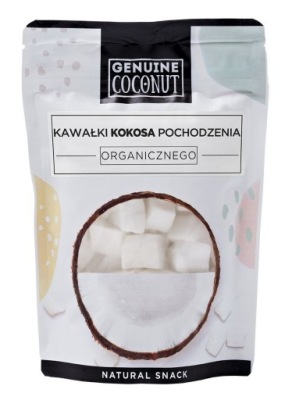 KOKOS KAWAŁKI ŚWIEŻE BEZGLUTENOWE BIO 100 g - GENUINE COCONUT