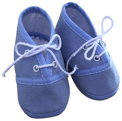 BUCIKI niemowlęce niebieskie wiązane 12 cm buty niechodki