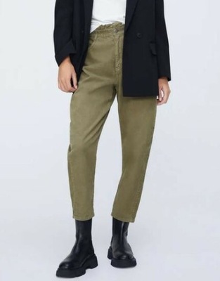 ZARA SZTRUKSOWE SPODNIE KHAKI PRK XXJ__XXS