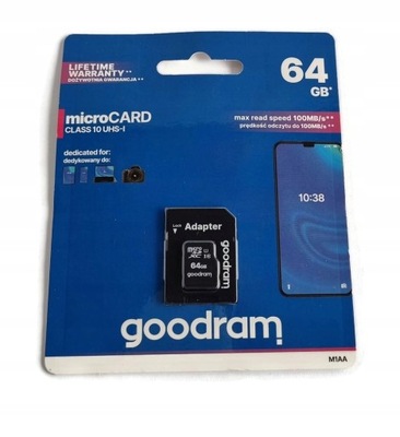 Karta pamięci microSD SDHC Goodram 64GB adapter