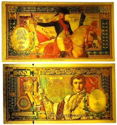 NAPOLEON I FRANCJA Piękny Pozłacany Banknot