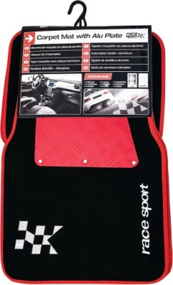Велюрові чорні килимки автомобільні racing колір: червоний фото №1
