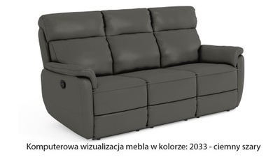 Sofa skórzana 3 osobowa z funkcją relaks Georgia ciemny szary