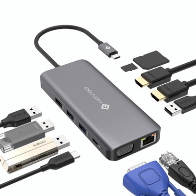 NOVOO Hub USB typu C, 11 w 1 stacja dokująca