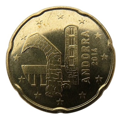 ANDORA 20 EURO CENTS 2014 RUINY BUDYNEK UNC