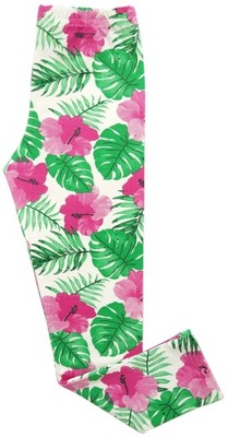 Getry legginsy print w kwiatki bawełniane slim wygodne do szkoły REVAJ 104