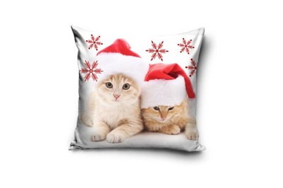 Poszewka świąteczna na poduszkę koty kotki Mikołaj 40x40