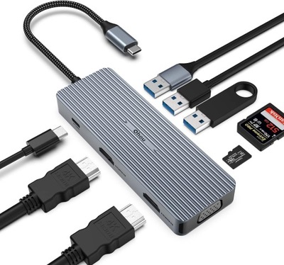 adapter USB C Hub, 9w1 stacja dokująca 4K HDMI PD