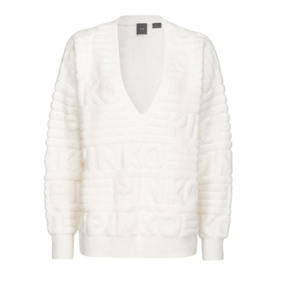 -10% PINKO SWETER DAMSKI FROTTE 3D ECRU XS