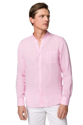 Koszula Różowa Lniana ze Stójką Lancerto Tori XL