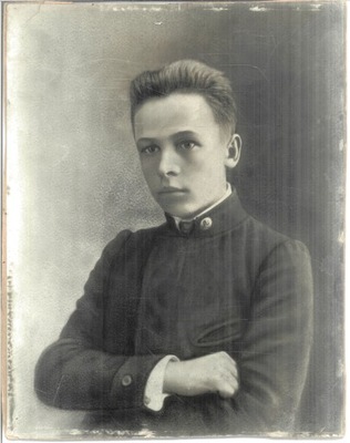 Fotografia XIX wiek Uczeń w mundurku szkolnym