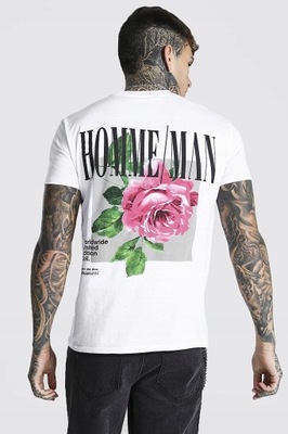 BOOHOOMAN T-SHIRT MĘSKI BIAŁY CASUAL