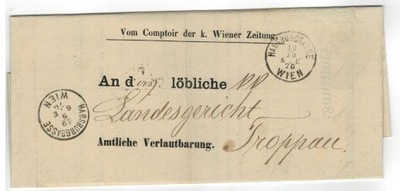 Austria List 1876 Wiedeń Opawa opłata stemplowa