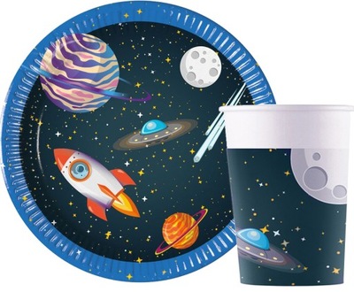 Zestaw talerzyki kubeczki KOSMOS urodzinowe SPACE