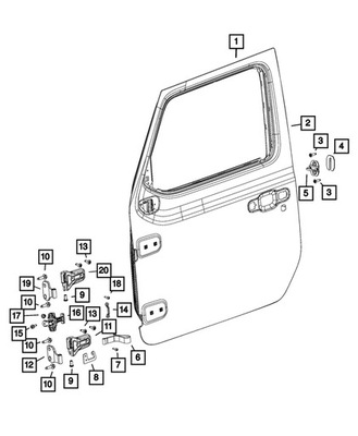 Петля стойка дверь передних wrangler gladiator фото №1