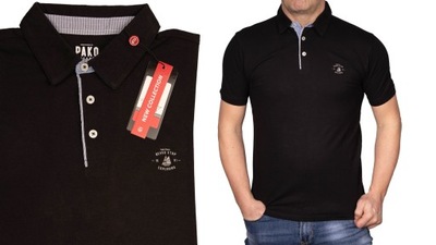 Koszulka polo czarna polówka gładka t-shirt Pako xxl