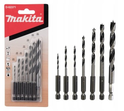 MAKITA D-62371 КОМПЛЕКТ WIERTEŁ DO DREWNA 1/4 7SZT.