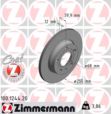 ZIMMERMANN 100.1244.20 ДИСК ТОРМОЗНОЙ